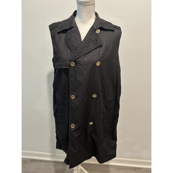 Michael Kors Womens Chambray Trenchcoat Dress Black Size Small Sleeveless Button - Picture 1 of 9